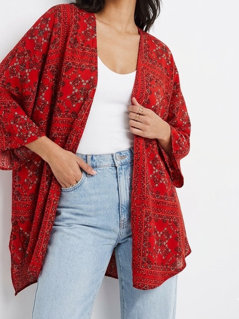 Altar'd State Red Floral Print Open Top